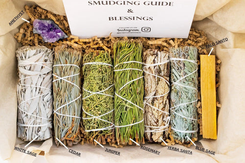 Kit De Limpieza De Salvia, Amatista, Palo Santo Y Hierbas Curativas