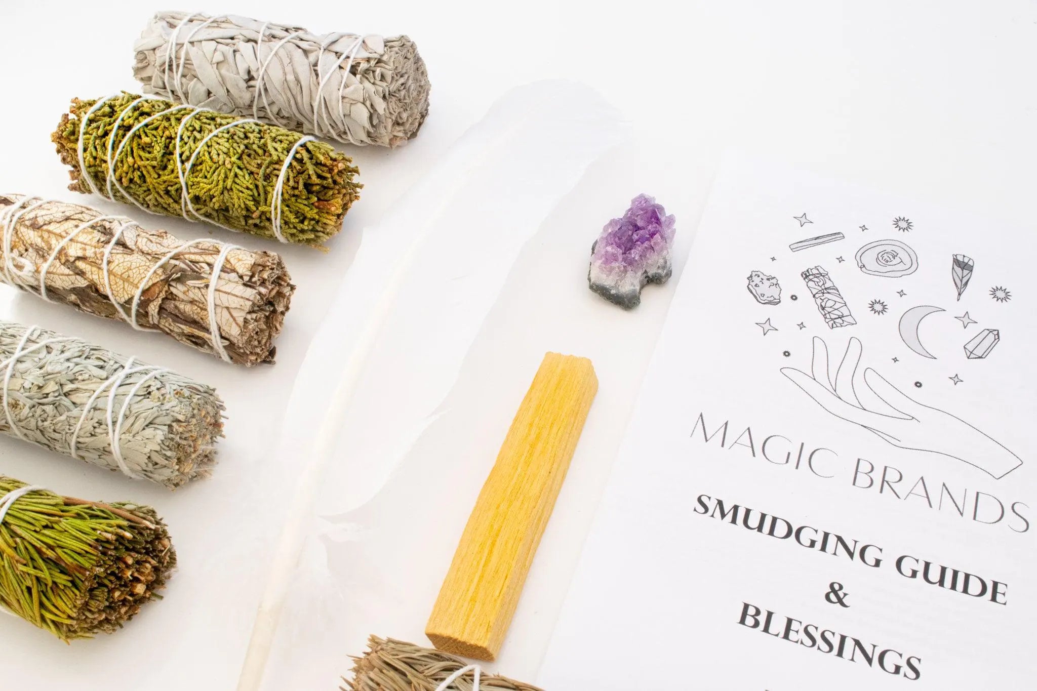Kit De Limpieza De Salvia, Amatista, Palo Santo Y Hierbas Curativas